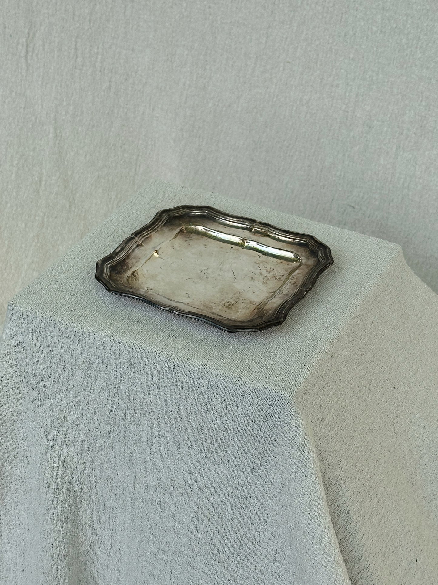 Aged Silver Trinket Tray - Square