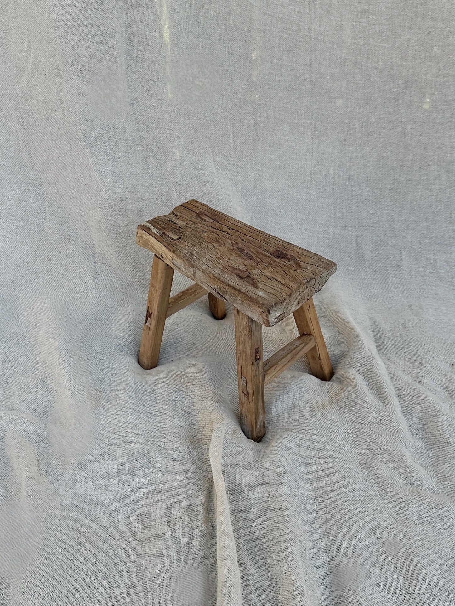 RUSTIC WOODEN ANTIQUE MINI STOOL