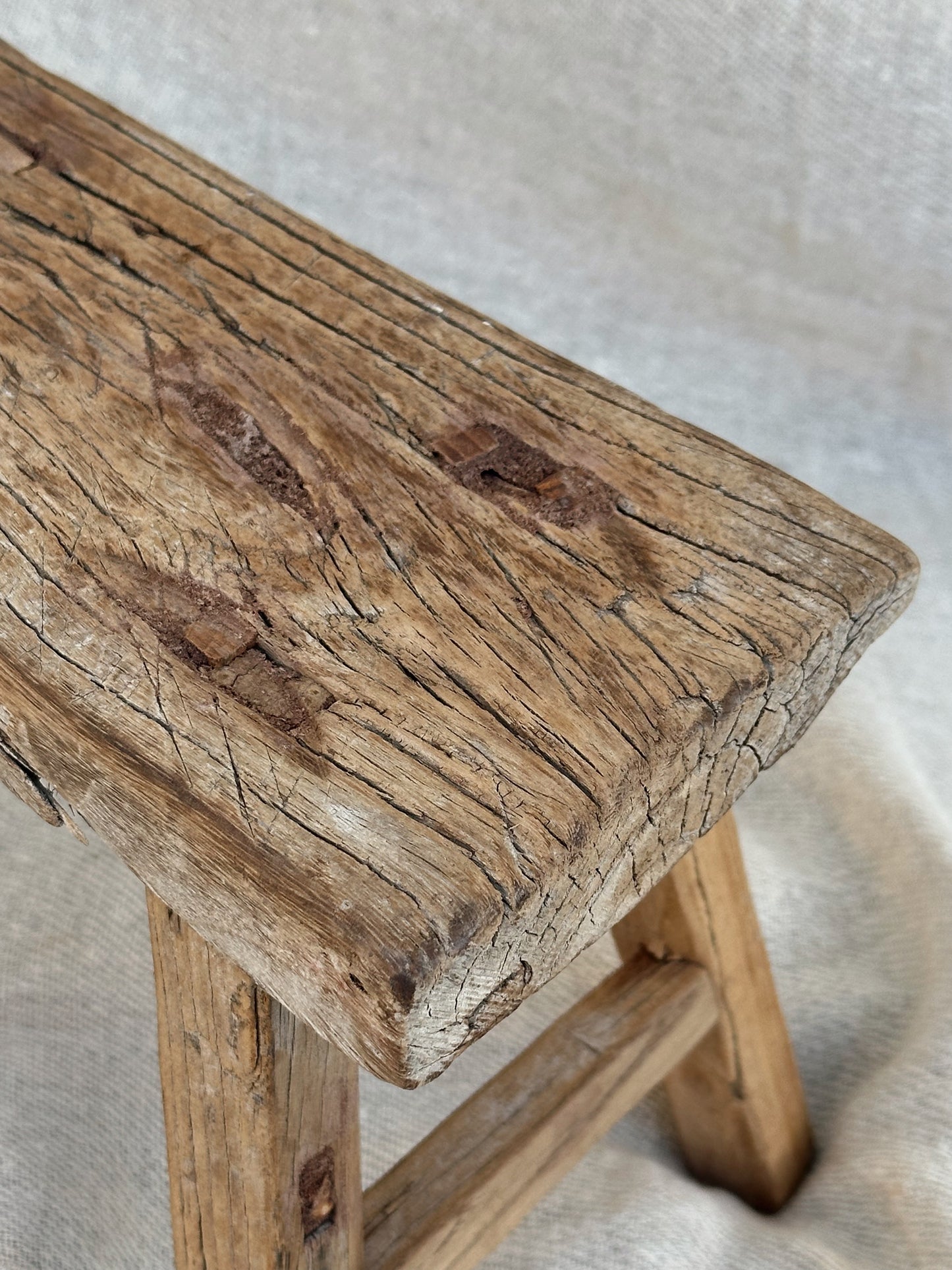 RUSTIC WOODEN ANTIQUE MINI STOOL