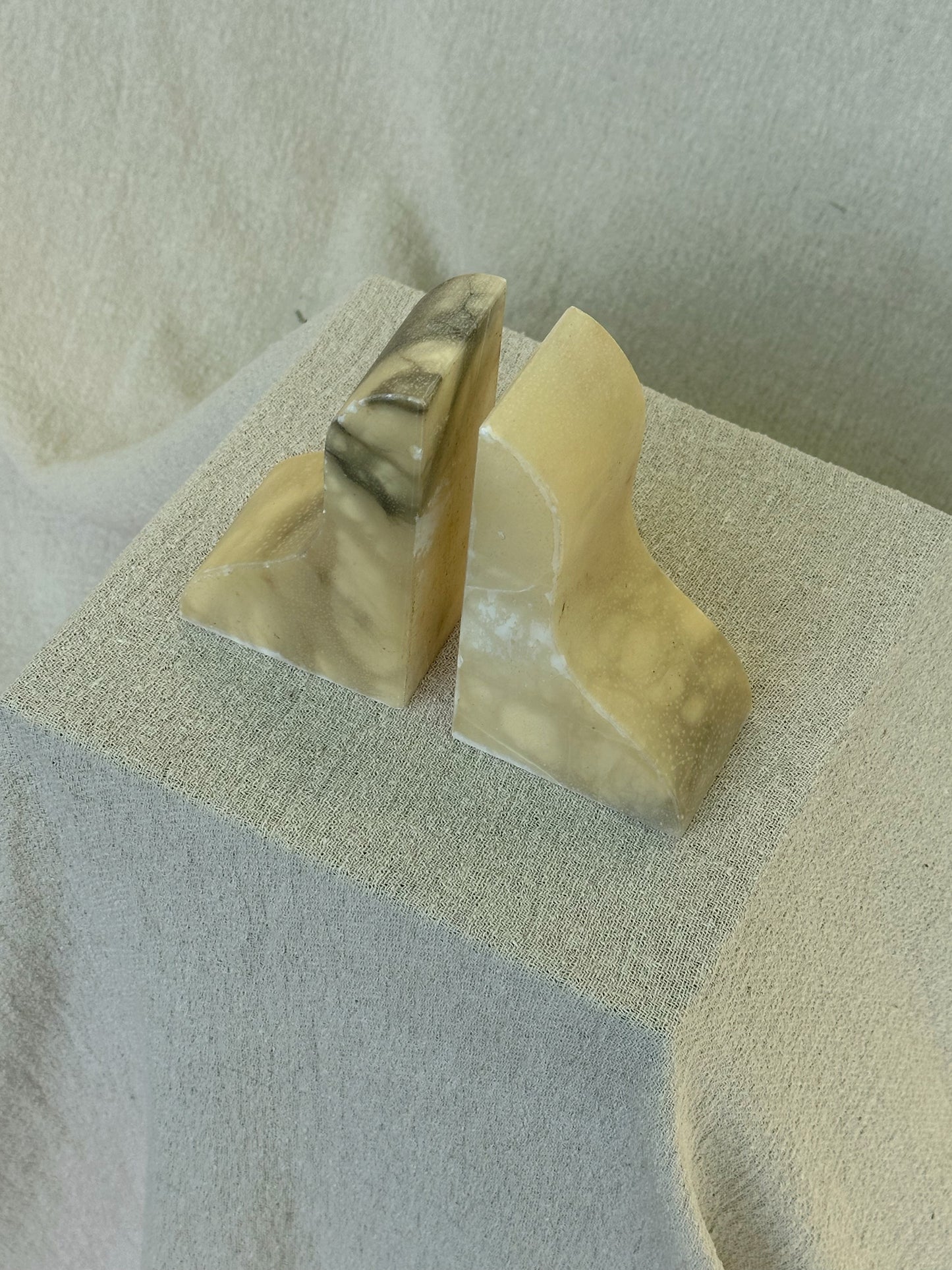 Antique Alabaster Marble Bookends