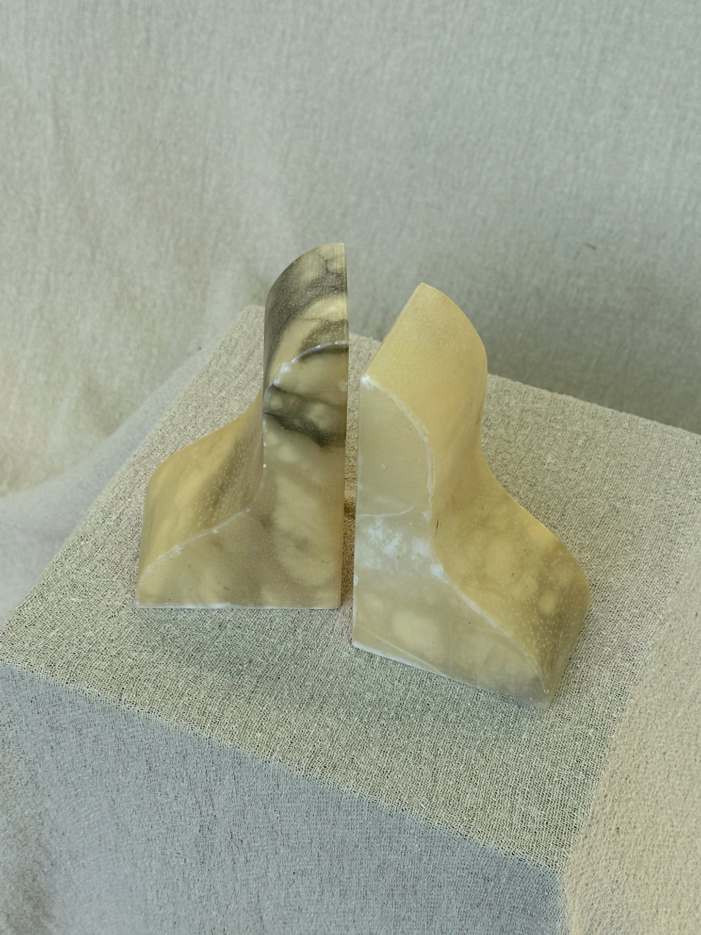 Antique Alabaster Marble Bookends