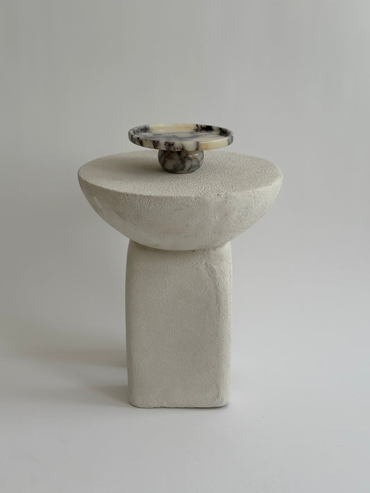 Viola Marble Tray with Round Pedestal